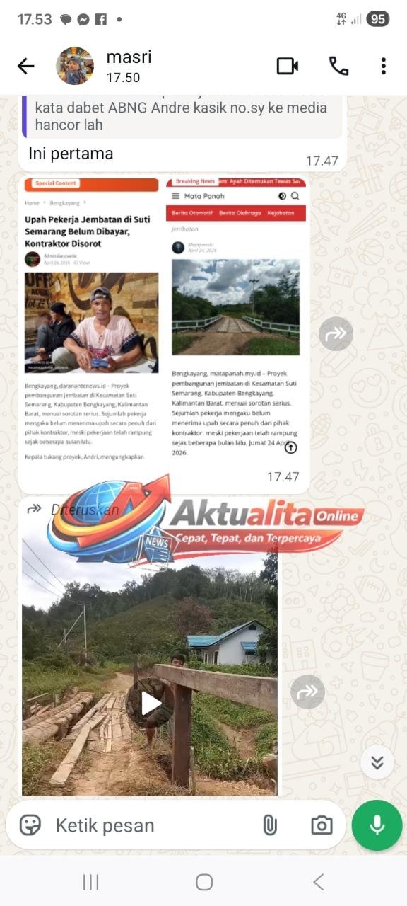 Gaji Tukang Jembatan Sepungut Belum Dibayar, Kontraktor Saling Lempar Tanggung Jawab