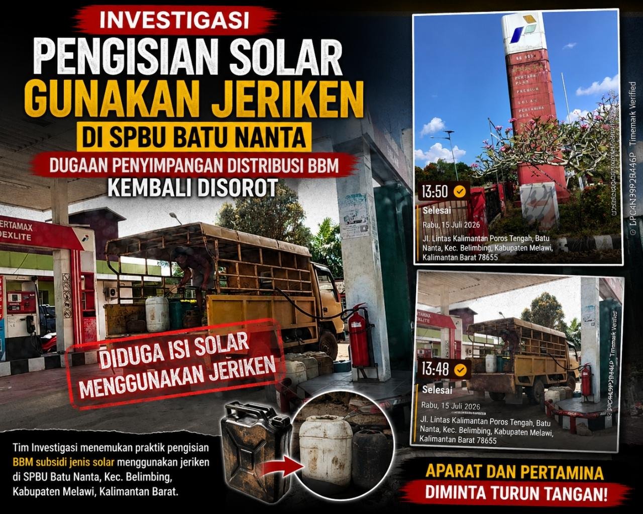Tim Investigasi Temukan Pengisian Solar Menggunakan Jeriken di SPBU Batu Nanta, Dugaan Penyimpangan Distribusi BBM Kembali Disorot