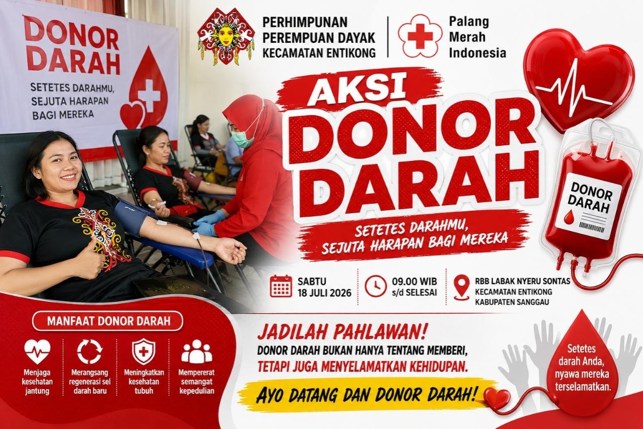 Perhimpunan Perempuan Dayak Entikong Bersama PMI Gelar Donor Darah, Ajak Masyarakat Selamatkan Sesama
