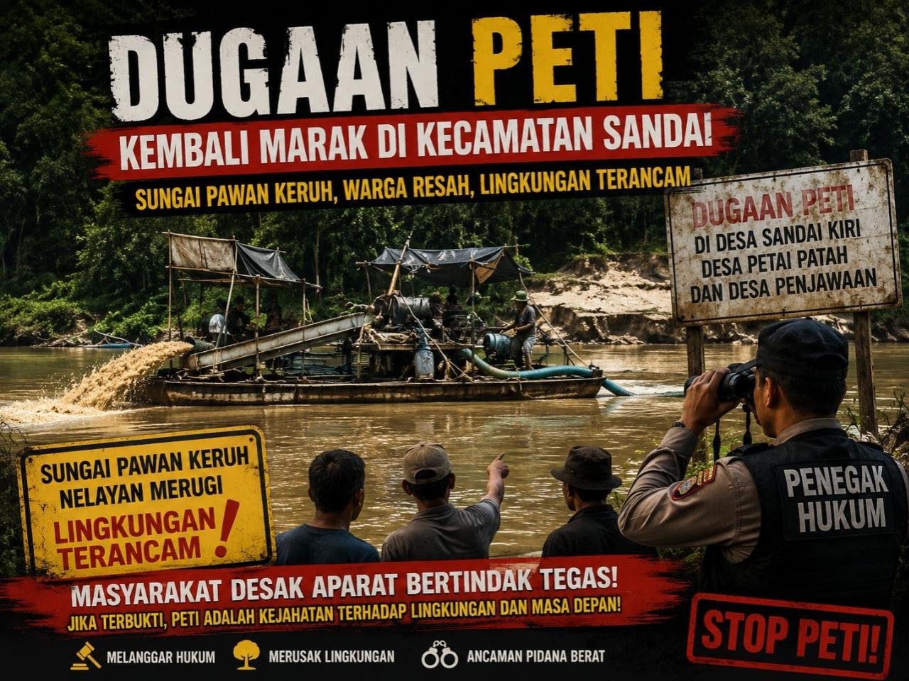 INVESTIGASI | Sungai Pawan Kembali Keruh, Dugaan PETI Marak di Sandai, Warga Desak Aparat Bertindak Tegas