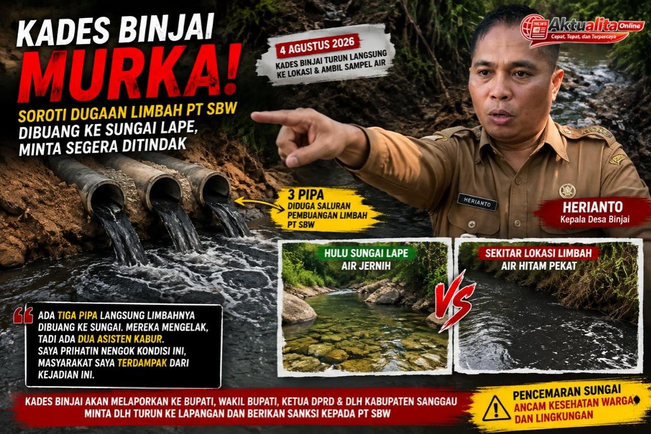 Kades Binjai Soroti Dugaan Limbah PT SBW Mengalir ke Sungai Lape, Minta DLH Segera Turun Tangan