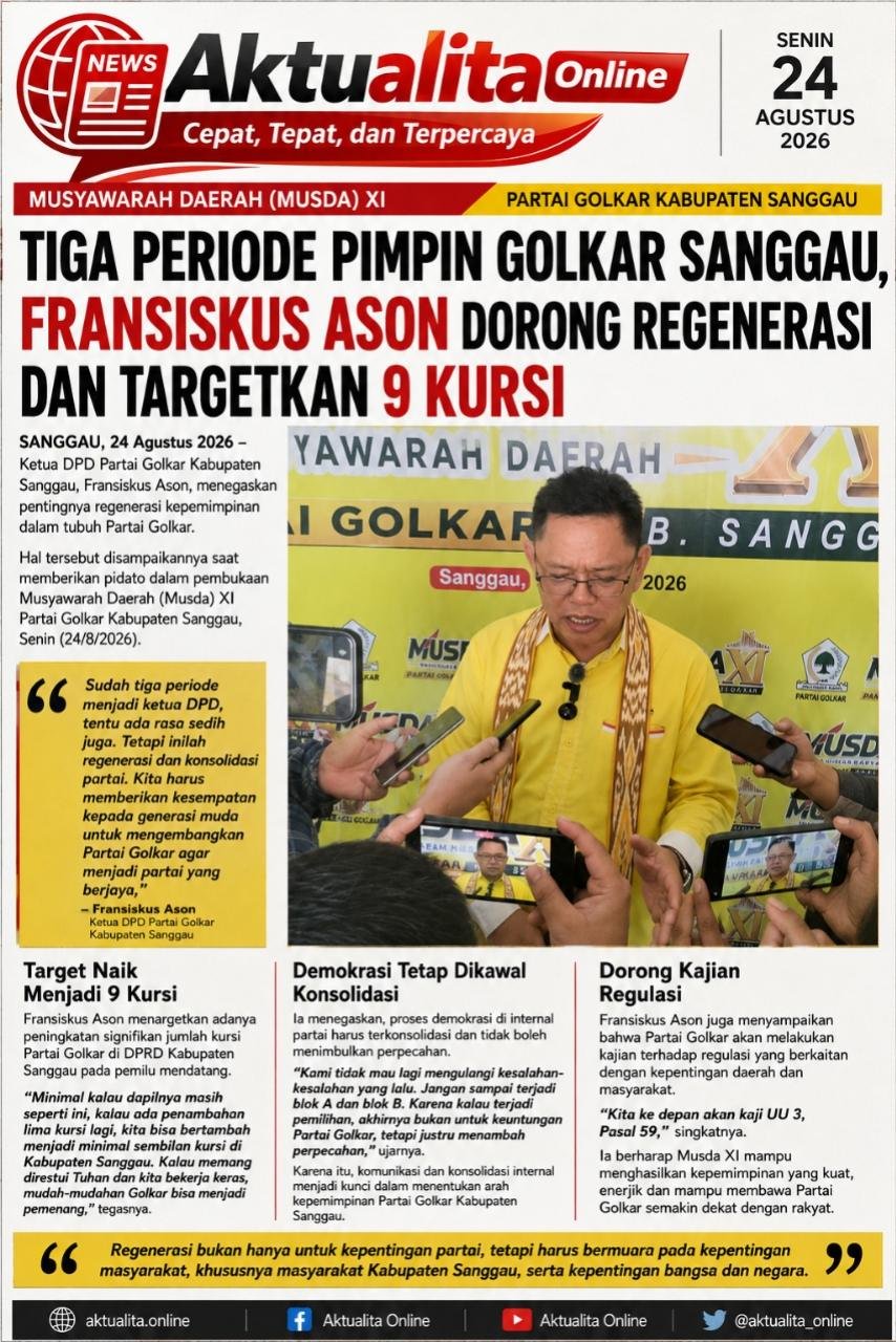 Tiga Periode Pimpin Golkar Sanggau, Fransiskus Ason Dorong Regenerasi dan Targetkan 9 Kursi