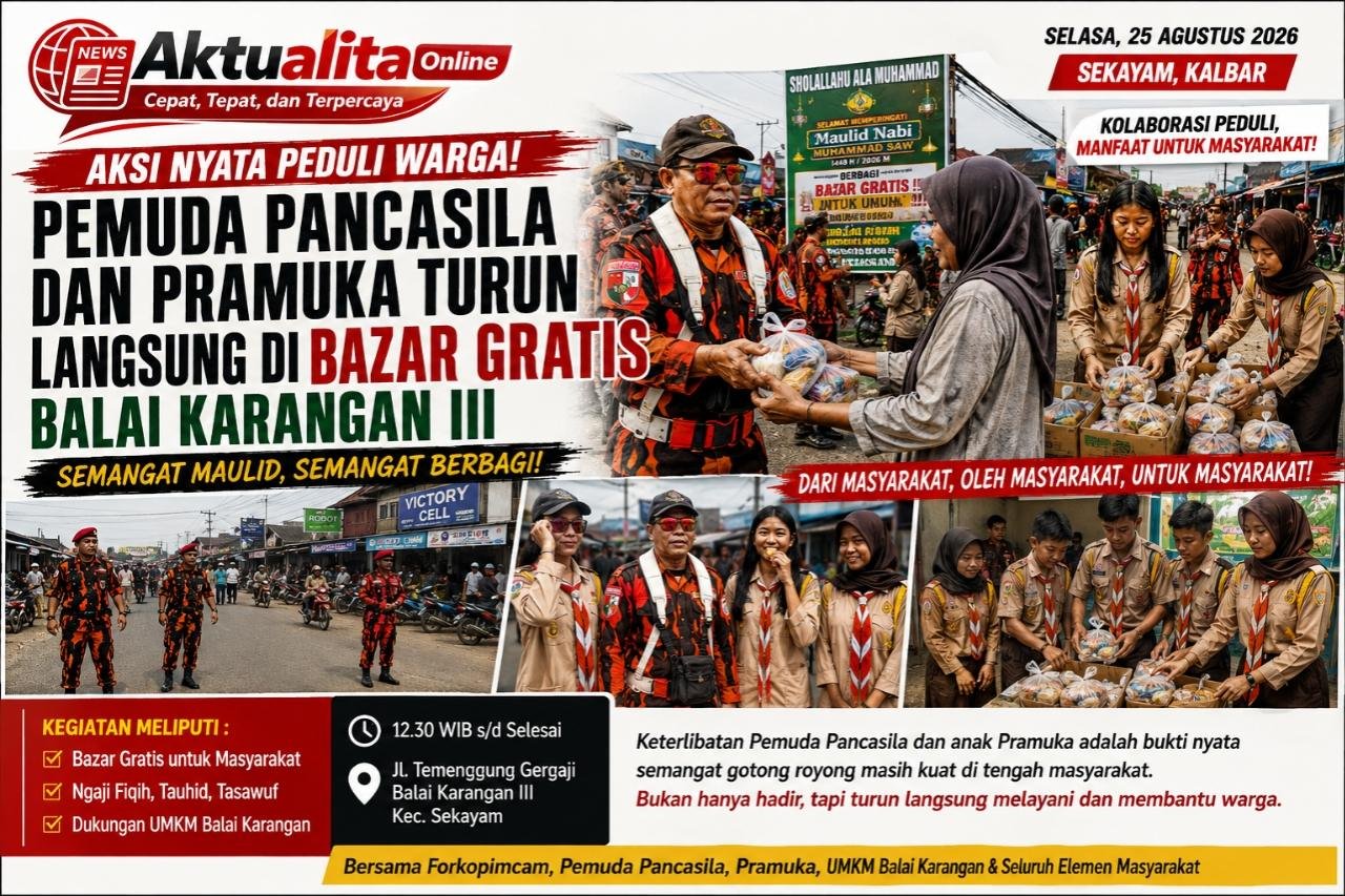 Bukan Sekadar Bazar! Pemuda Pancasila dan Pramuka Sekayam Turun Langsung Berbagi, Warga Balai Karangan Antusias
