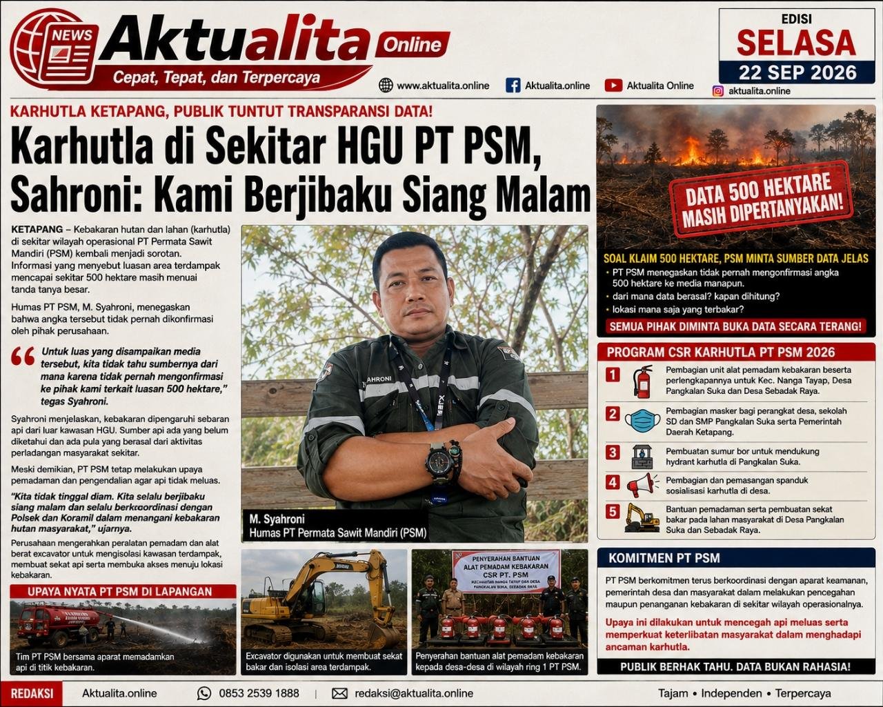 Karhutla di Sekitar HGU PT PSM, Sahroni: Kami Berjibaku Siang Malam
