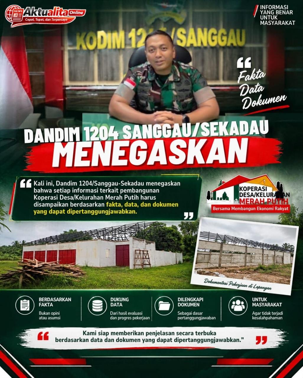 Kodim 1204/Sanggau Klarifikasi Proyek KDKMP Belum Rampung, Konsultan Lama Diminta Pertanggungjawabkan Dana dan Pekerjaan