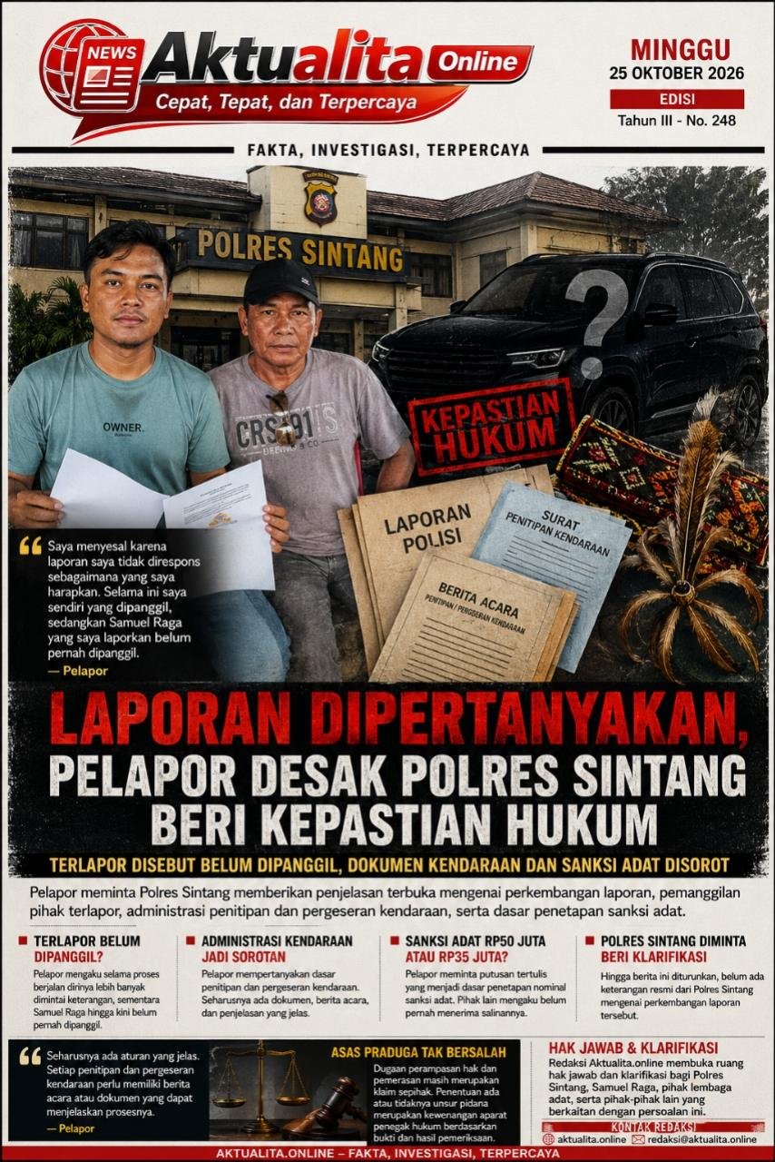 Laporan Dipertanyakan, Pelapor Desak Polres Sintang Beri Kepastian Hukum: Terlapor Disebut Belum Dipanggil, Dokumen Kendaraan Jadi Sorotan