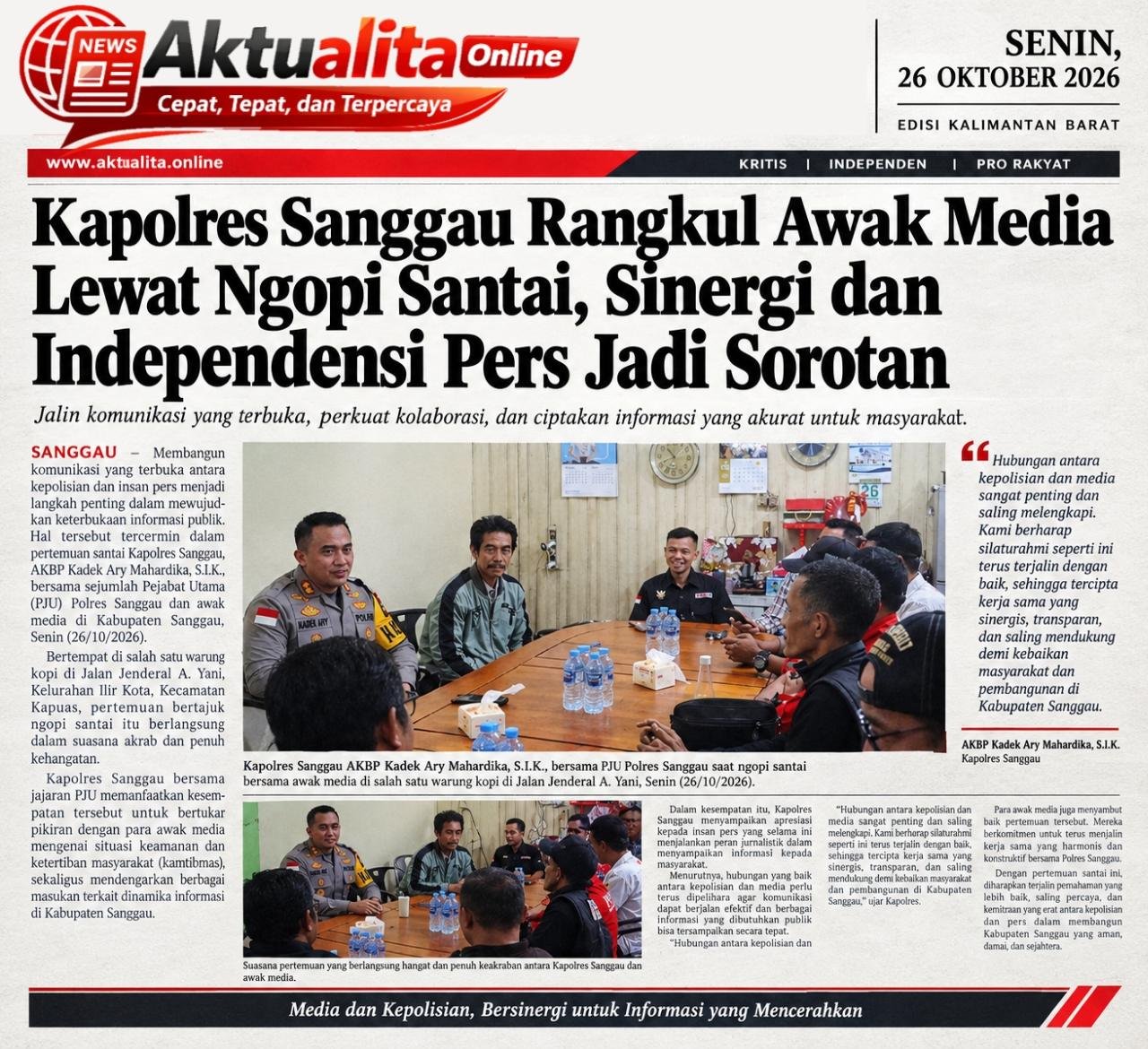 Kapolres Sanggau Rangkul Awak Media Lewat Ngopi Santai, Sinergi dan Independensi Pers Jadi Sorotan